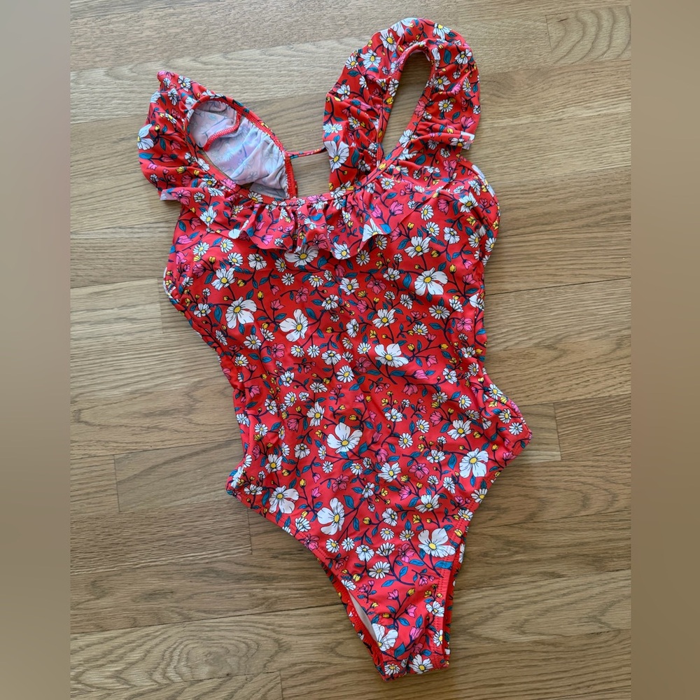 Floral Red One-Piece Swimsuit XS